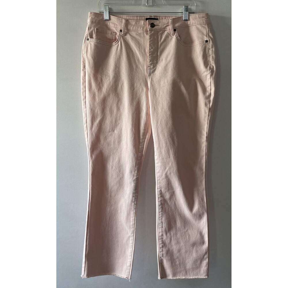 NYDJ Sheri Slim Straight Leg Raw Hem Pink Jeans Women Size 12